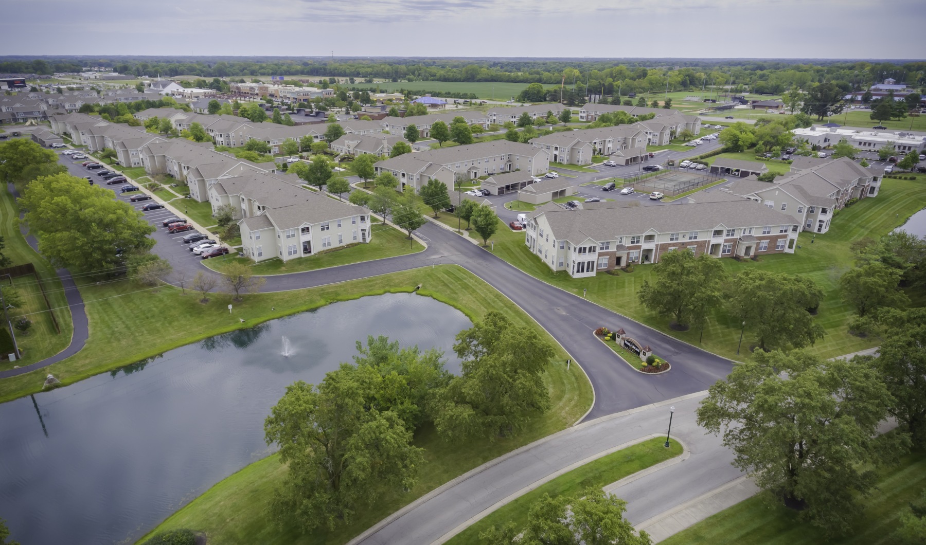 Aerial view of Pebble Brook Village in Noblesville, Indiana