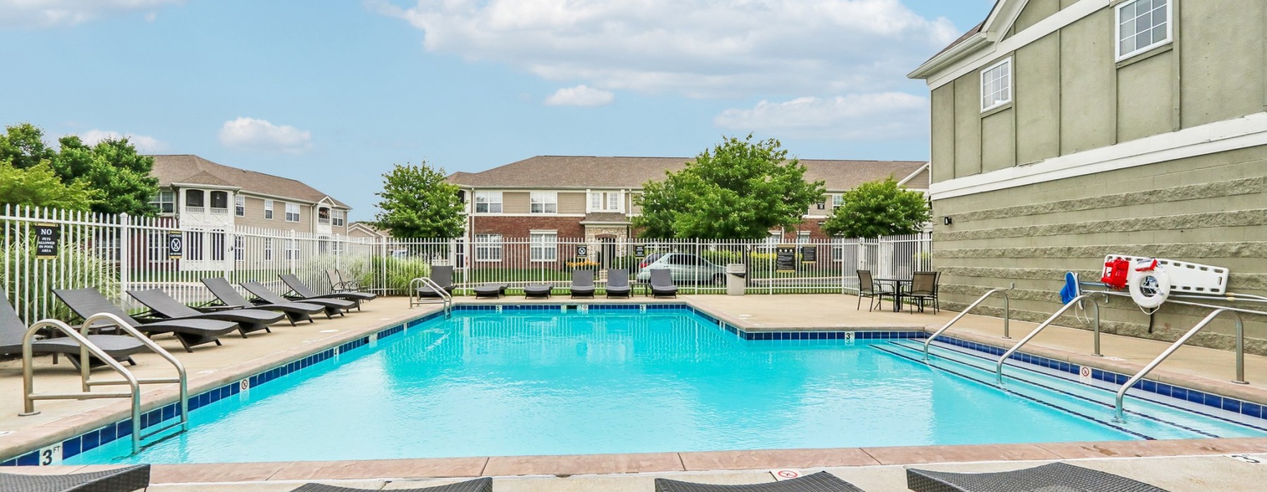 Outdoor pool with blue sky